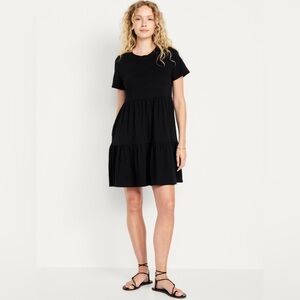 NWOT! Old Navy Black Tiered Mini Swing Dress - MEDIUM PETITE 💜